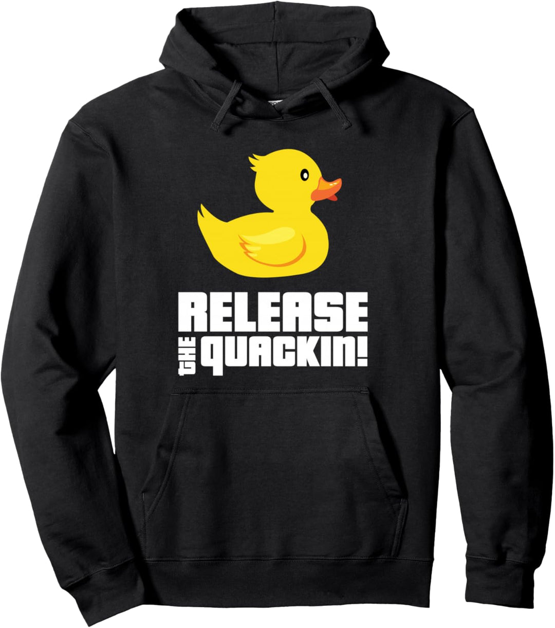 Lustige Gummienten mit Aufschrift "Release The Quackin!", Gelb Pullover Hoodie