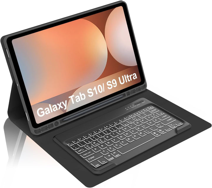 Für Tab S10 Ultra 14.6" Tastaturhülle mit Beleuchtung QWERTZ | Für Samsung Galaxy Tab S10 Ultra Tast