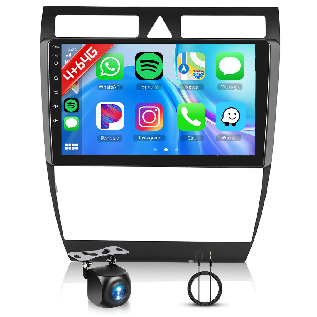 Rimoody 4+64G Android Autoradio für Audi A6/C5/S6/RS6 1997-2006 9 Zoll Touchscreen Kabelloses Carpla