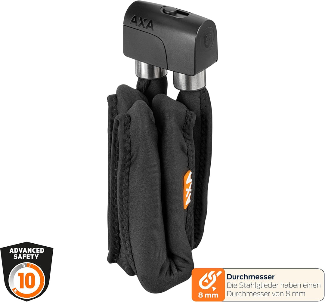 AXA Foldable 8-130 Faltschloss – Länge 130 cm – Stahlglieder 8 mm – Sicherheitsstufe 10 – Inkl. Halt