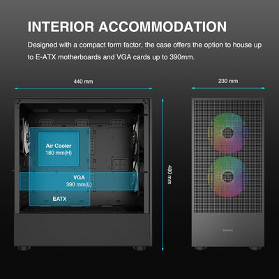 GAMDIAS TALOS M3 MESH ATX Gaming Midi-Tower PC-Gehäuse, Enthält 3 x 120mm ARGB PWM-Lüfter mit Lüfter