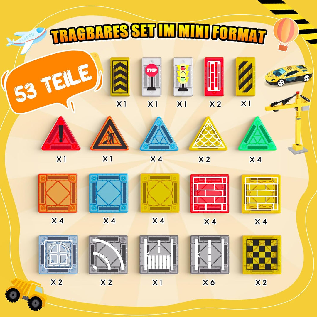 iKidiki Mini Magnetische Bausteine Reiseset, Geschenk Junge 3 4 5 6 7 8 Jahre Reisespiele Kinder Spi
