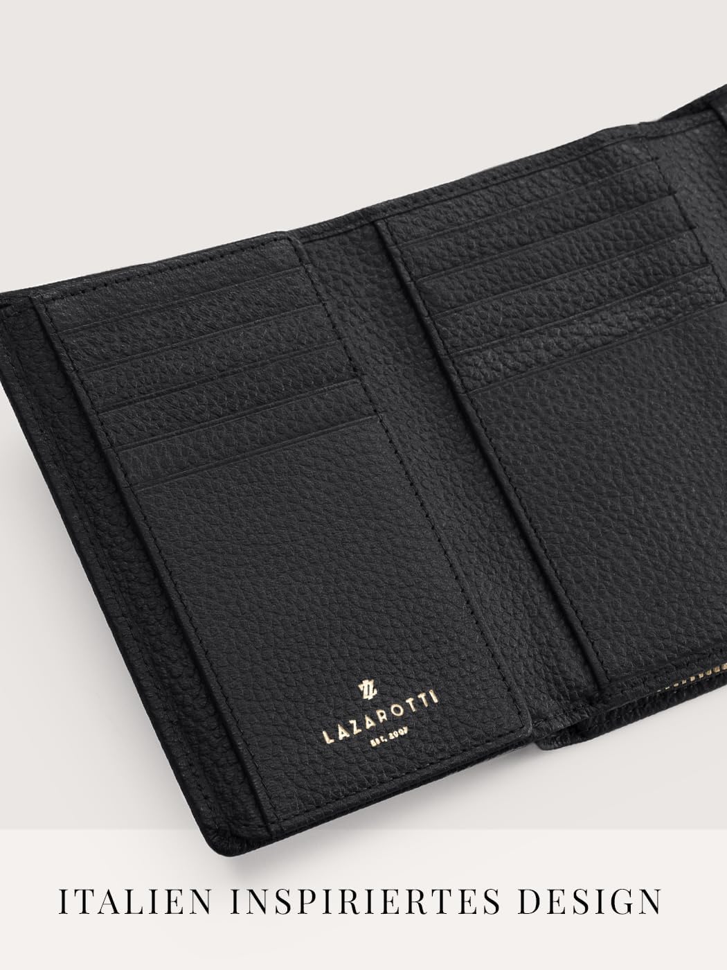 Lazarotti Bologna XL Leder Damen-Geldbörse | grosses Reissverschlussfach, 15 Kartenfächer, RFID-Schu