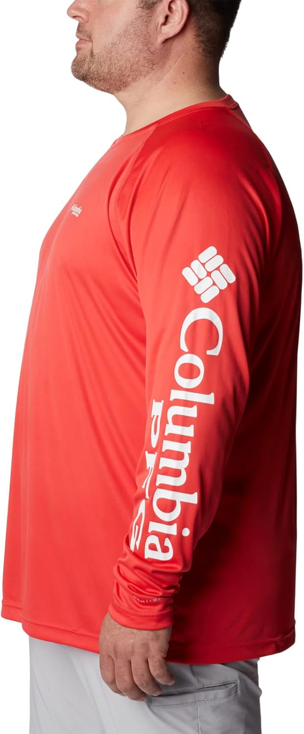 Columbia Terminal Tackle Langarmhemd für Herren Roter Hibiskus/Weisses Logo S, Roter Hibiskus/Wei&#x