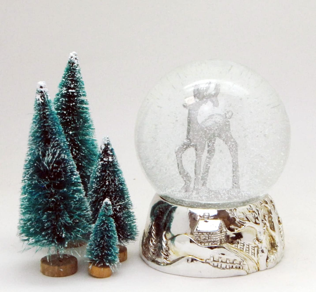 Schneekugel REH Silber Silber-Sockel Landschaft Winter Christmas mit Spieluhr Durchmesser 100mm * 20