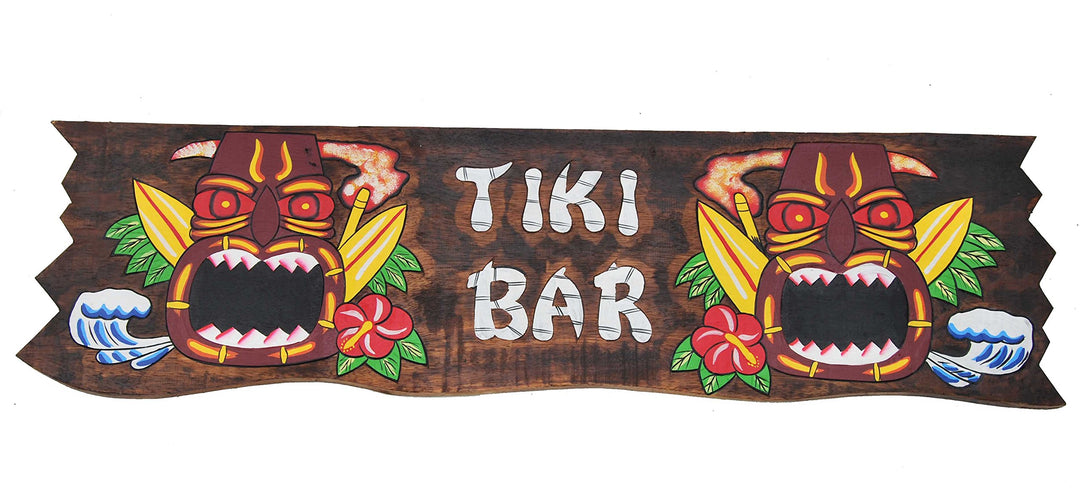 Interlifestyle Tiki Schild 100cm Tiki Bar Holzschild Wandmaske als Dekoration für Wohnzimmer Restaur