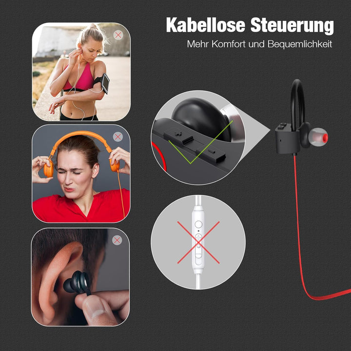 Bluetooth Kopfhörer, Kabellose Bluetooth 5.3 Sport-Kopfhörer mit IPX7 Wasserschutz für Joggen und Tr