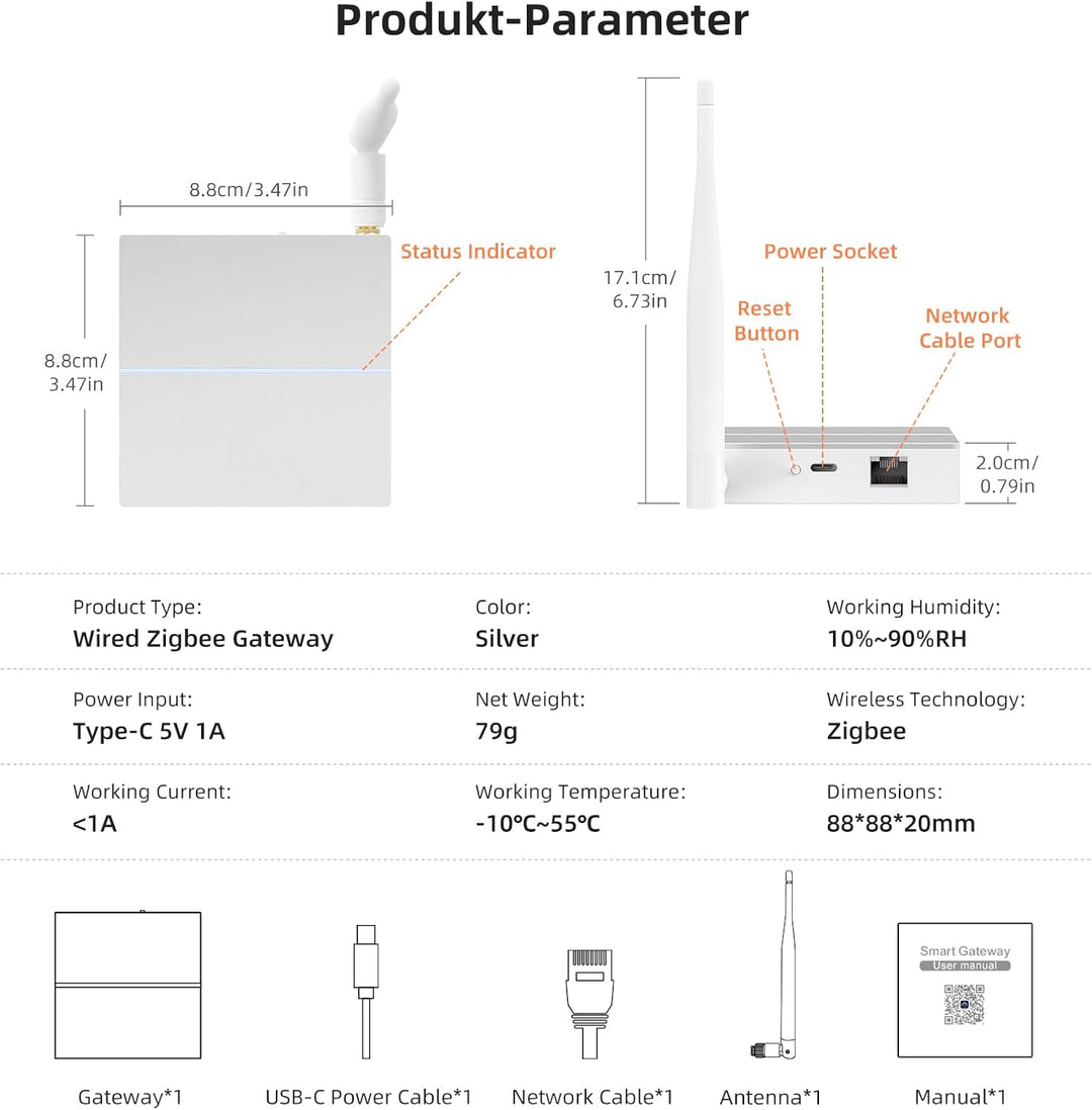 AVATTO Zigbee Gateway, Tuya Zigbee Gateway hub, über Smart Life-App Fernbedienung, (nur für Tuya und