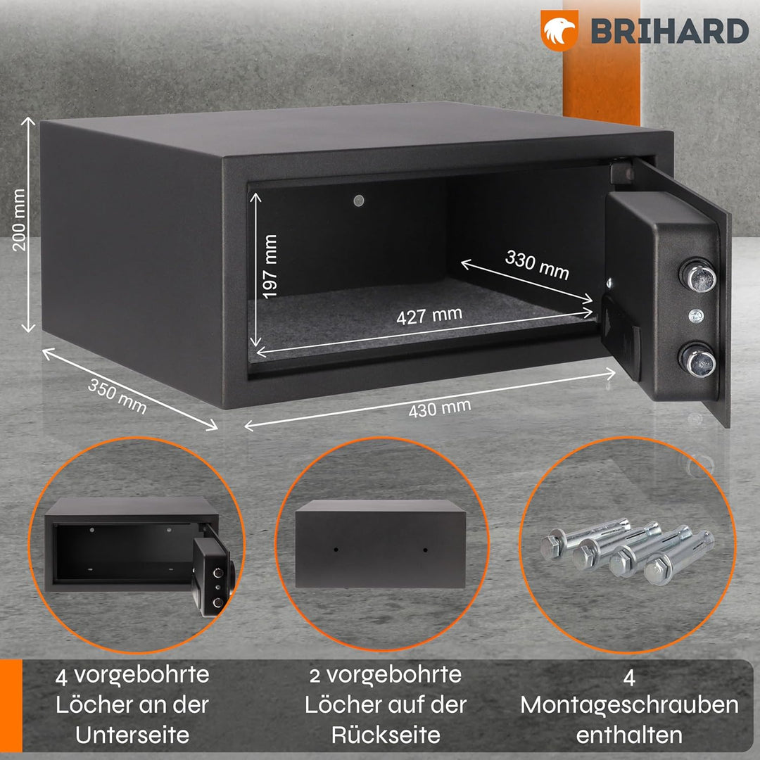 Brihard Laptop-Safe Elektronischer - 20x43x35cm Computer-Safe-Box mit LED-Bildschirm mit Digitalem Z