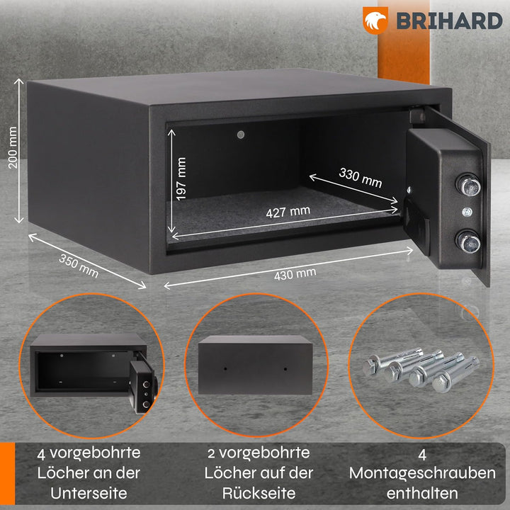 Brihard Laptop-Safe Elektronischer - 20x43x35cm Computer-Safe-Box mit LED-Bildschirm mit Digitalem Z