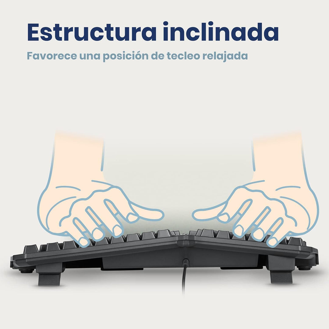 Perixx PERIBOARD-413B ES, Kabelgebundene ergonomische kompakte Geteilte Tastatur, 40 x 27,5 x 5,5 cm