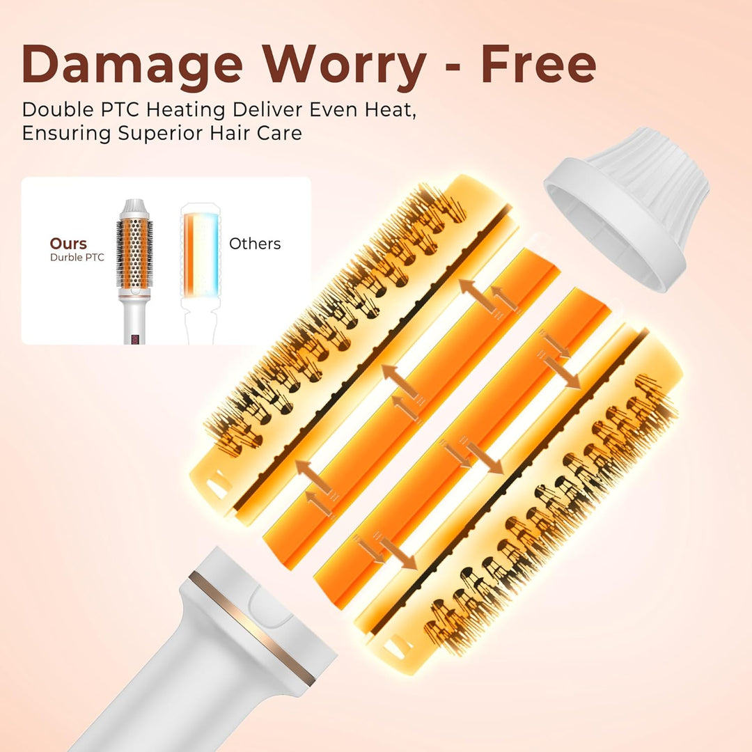 3 in 1 Thermal Brush Lockenbürste Thermobürste 38mm, Lockenbürste LCD Anzeige 120-200℃, Erhöhen Sie