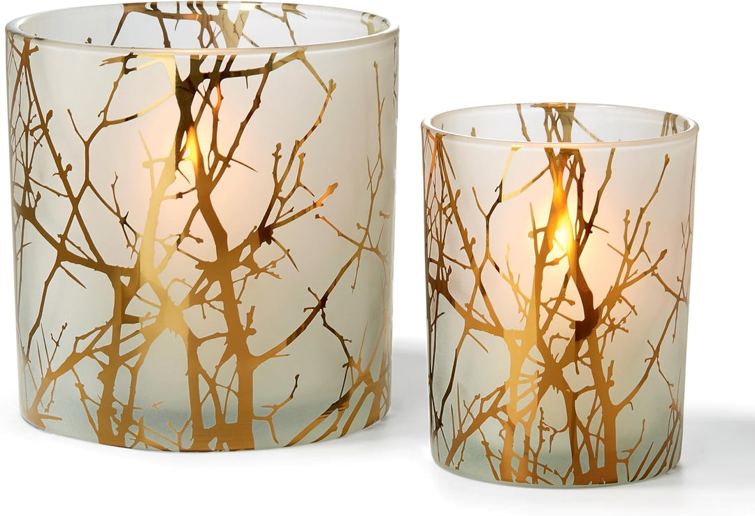 Philippi Forest Windlicht L Glas, gefrostet, Gold