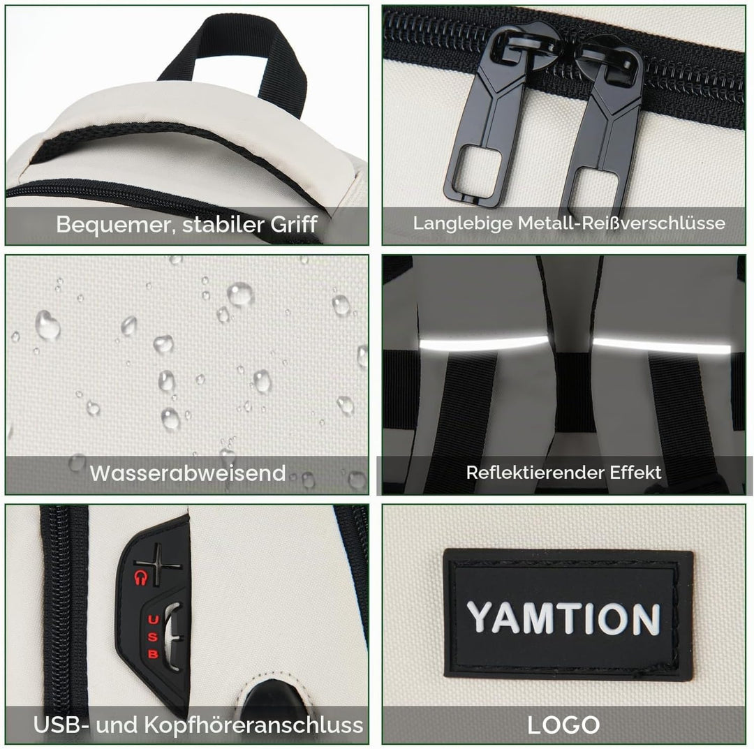 YAMTION 17.3 Zoll Rucksack Herren und Damen,Unisex Schulrucksack Teenager für Jungen Mädchen Laptop