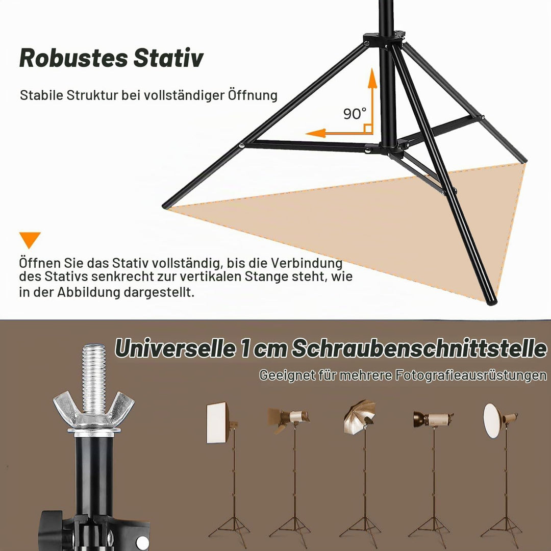 2.6x3m Fotostudio Hintergrundsystem Verstellbares Fotohintergrundständer Set für Fotografie Party mi