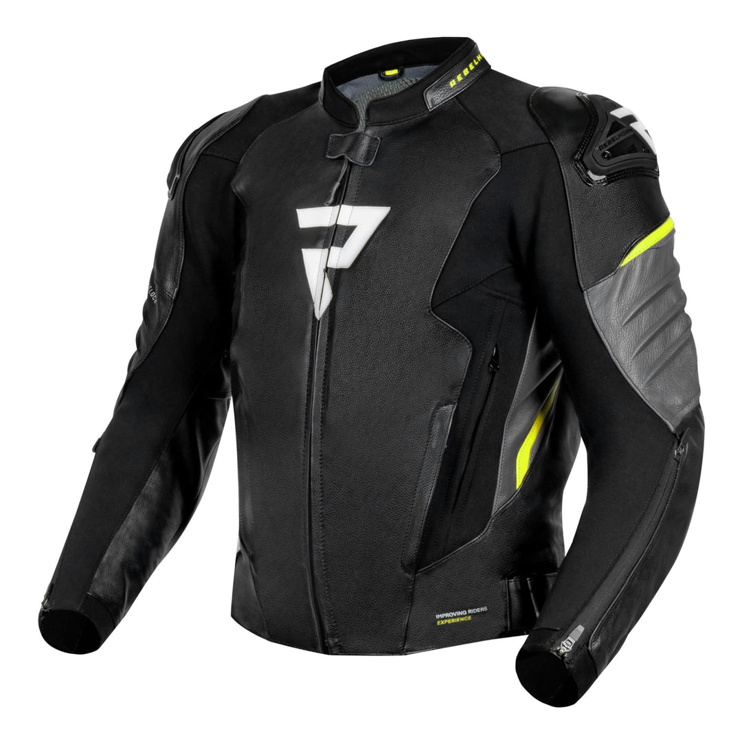REBELHORN Veloce Motorradjacke Herren | Leder | Ellbogen und Schulterprotektoren Stufe 2 | Schulters