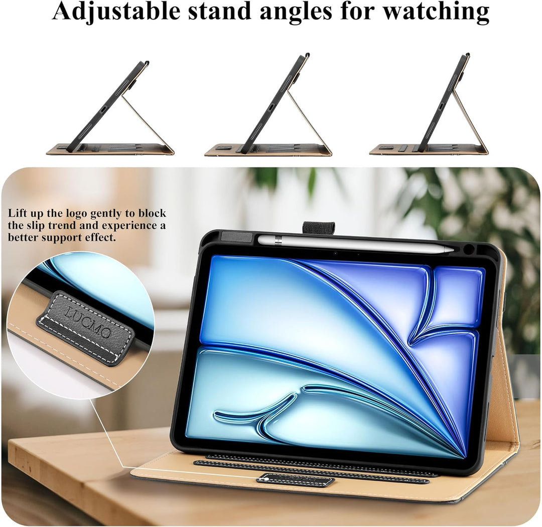 LUCMO Hülle für iPad Air 11 Zoll M3 / M2 / Air 5 / Air 4 10,9 Zoll, PU Leder Schutzhülle mit Ständer