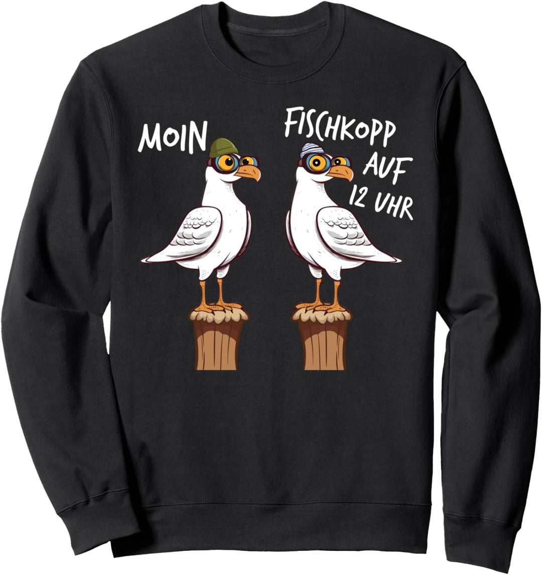 Norddeutsche Sprüche Küste Meer Maritime Kleidung Möwe Moin Sweatshirt