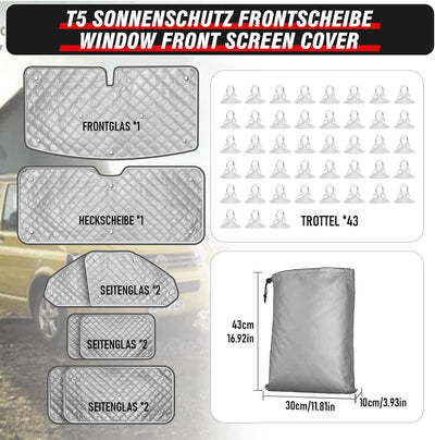 MaxEarn 8Stk Thermomatte Fahrerhaus passend für VW LWB T5/T6, Luxus Interne Auto Sonnenblende Fronts