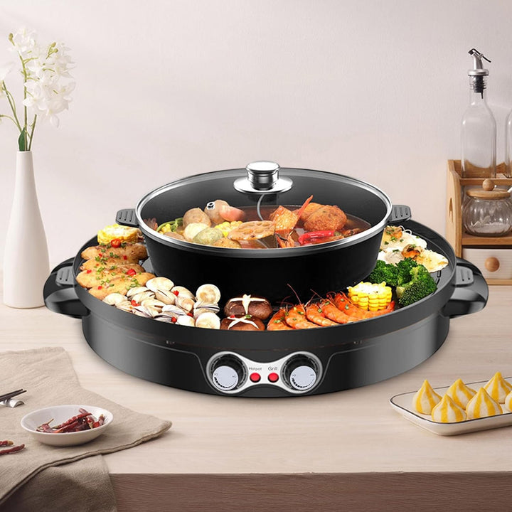 2000W Hot Pot Elektrisch Hotpot Topf 220V Elektrogrill 2 in 1 Multifunktion Elektrische Grill Hot po