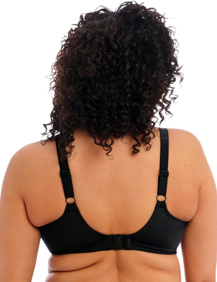 ELOMI Schwimmen Einfarbig Segeln Bügel Plunge Bikini Top (38GG, Schwarz)