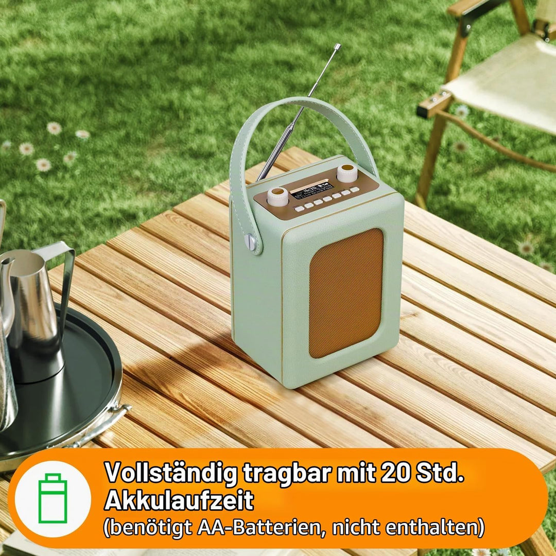 LEMEGA Class Classic DAB+ Retro-Radio,Bluetooth,20 Stunden Akkulaufzeit,EQ | 60 Speicherplätze,Doppe