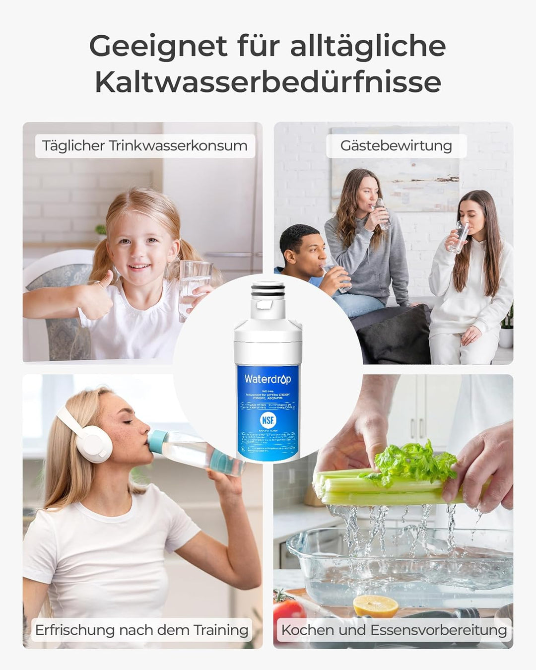 Waterdrop Kühlschrank Wasserfilter und Luftfilter Ersatz für LG® LT1000P® | Ersatz für LG® LT1000P®,
