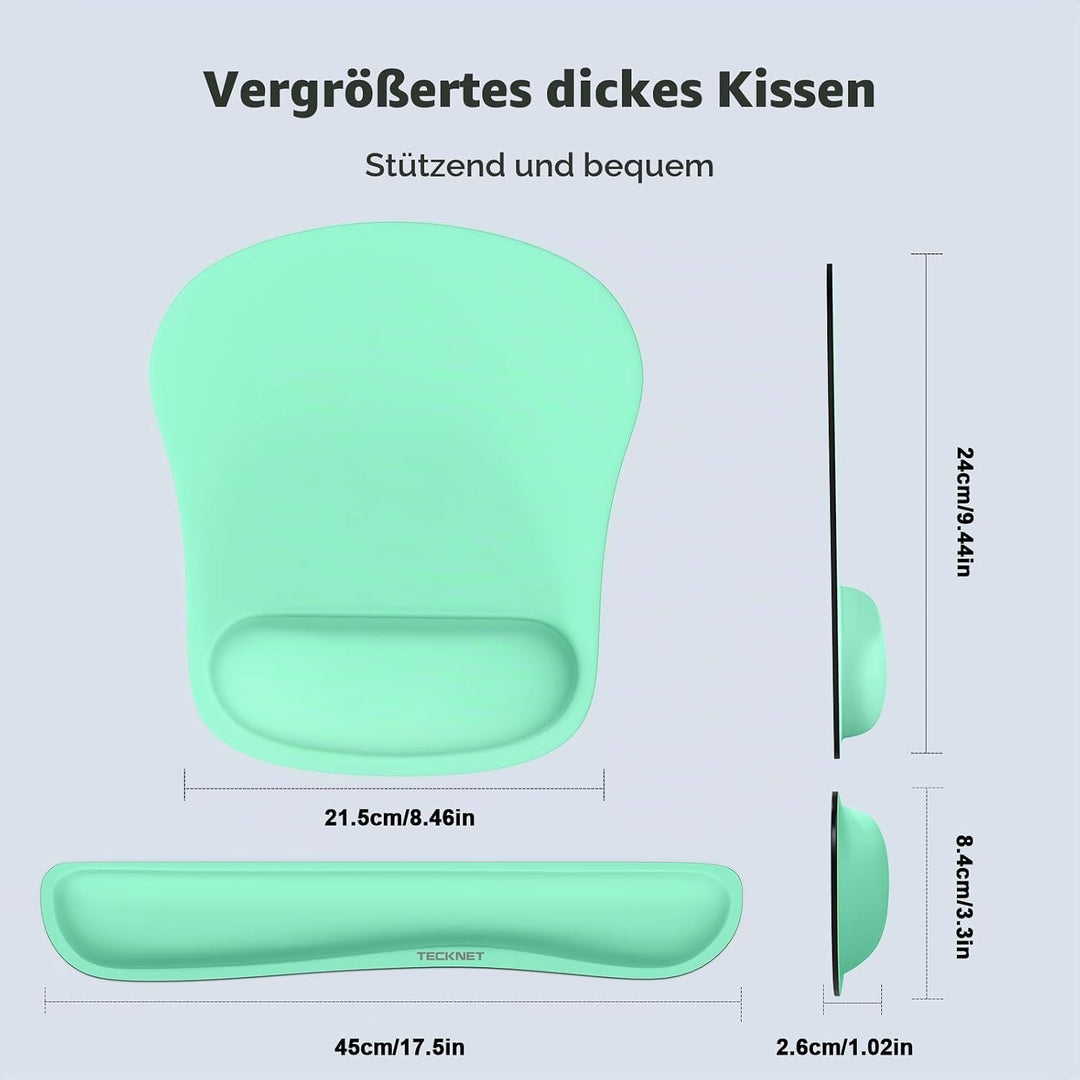 TECKNET Mauspad mit Handauflage, Gelkissen Mousepad und Ergonomische Memory Foam Tastatur Handgelenk