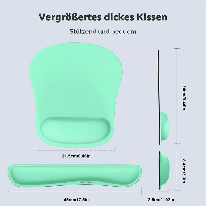 TECKNET Mauspad mit Handauflage, Gelkissen Mousepad und Ergonomische Memory Foam Tastatur Handgelenk