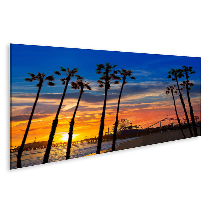 islandburner Bild auf Leinwand Santa Monica Kalifornien Sonnenuntergang Am Pier Bilder Wandbilder Po
