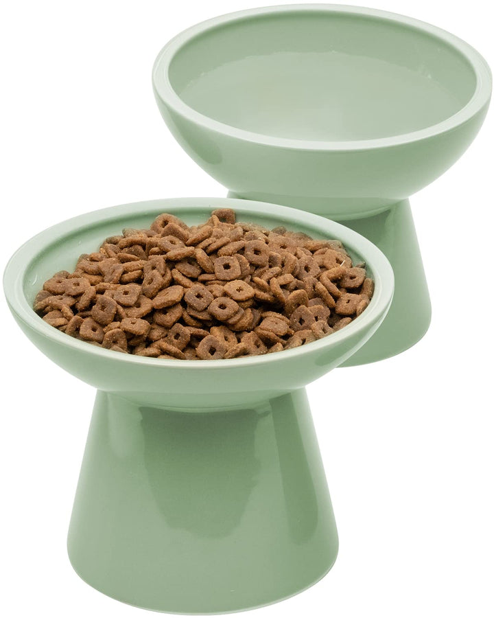CEEFU 2 extra breiter erhöhter Katzenfutternapf, Keramik-Katzennäpfe für Futter und Wasser, breite f