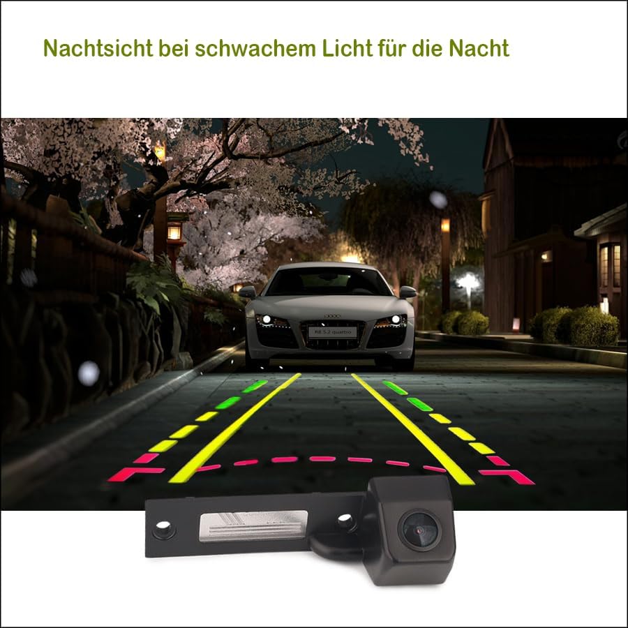 Erisin HD 1080P Auto AHD Rückfahrkamera Kennzeichenbeleuchtung für VW Passat Golf Jetta Tiguan T5 To