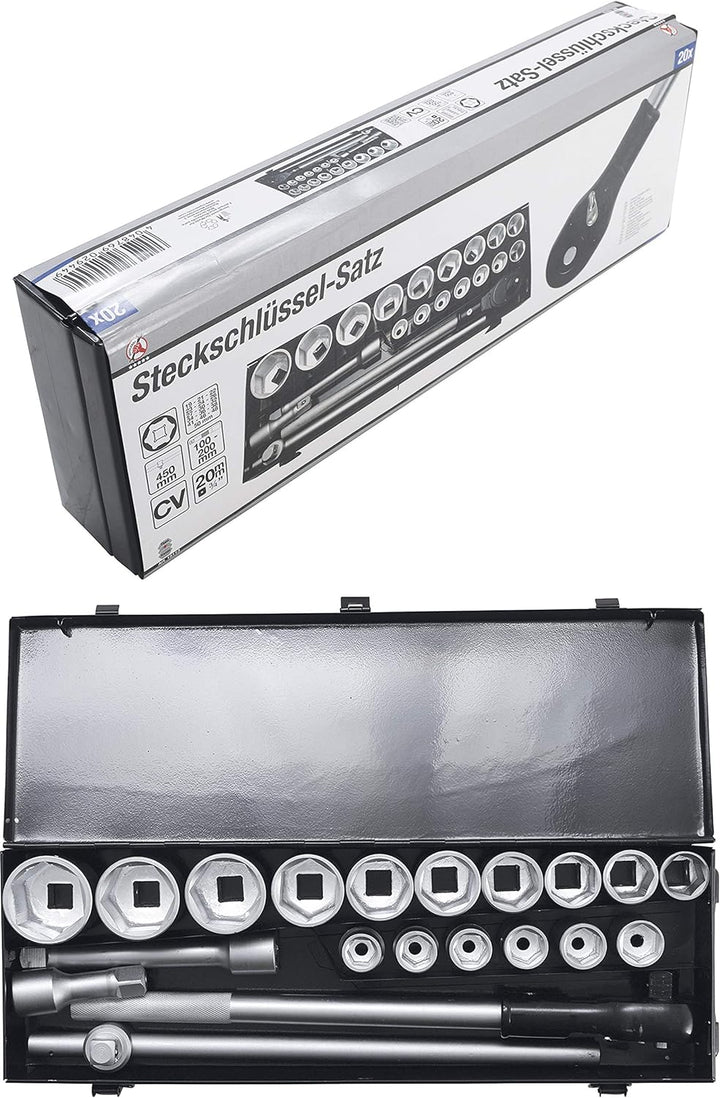 BGS Diy 15113 | Steckschlüssel-Satz | Antrieb 20 mm (3/4") | SW 19 - 50 mm | 20-tlg. 20-tlg. | Antri