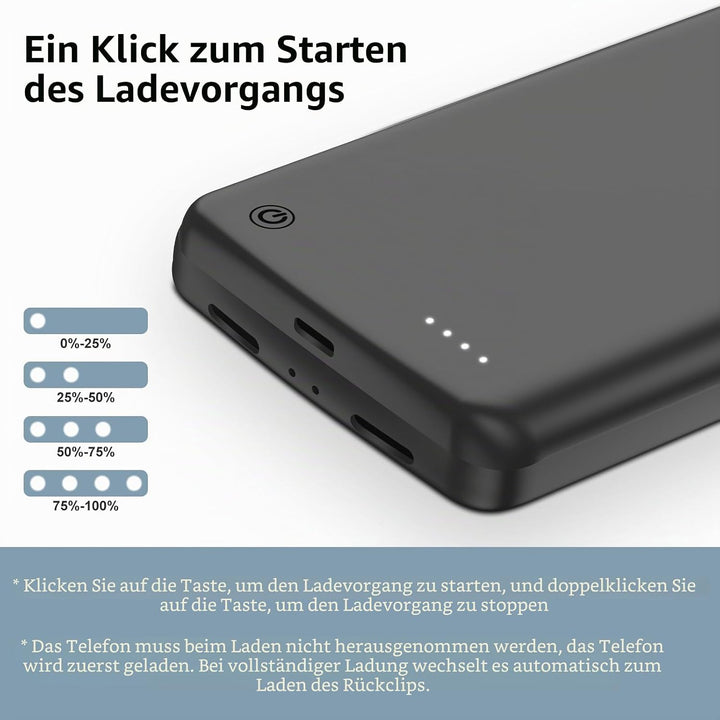 Kabellose Ladehülle für Google Pixel 8, wiederaufladbar, tragbar, hohe Kapazität, 10.000 mAh, kabell