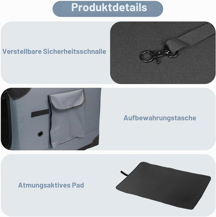 Hundebox faltbar 75x54x50 cm, Transportbox für grosse Hunde, Hundetransportbox Auto mit 4 Türen aus