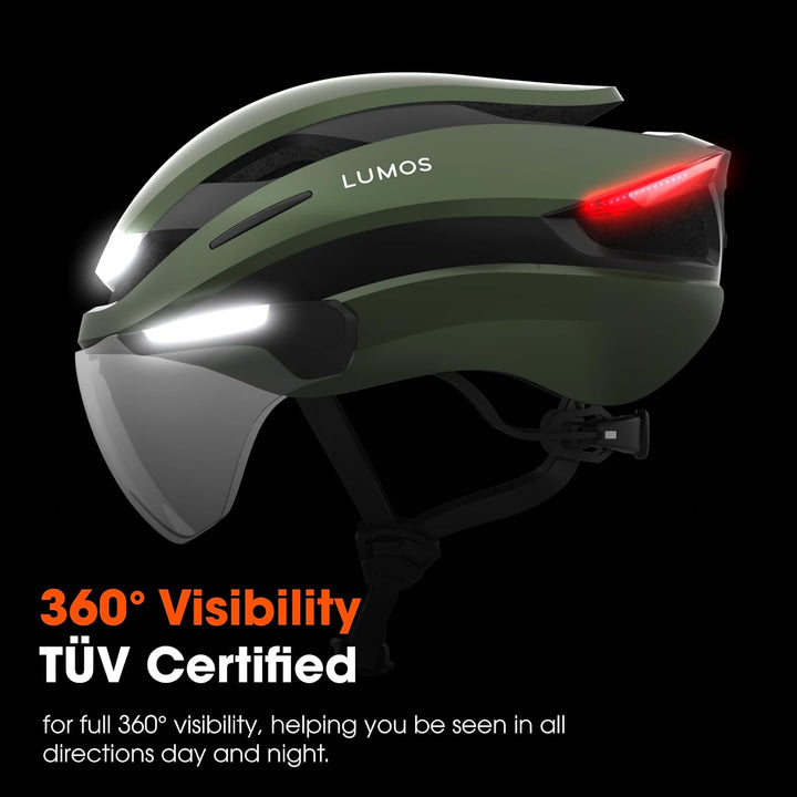 Lumos Ultra E-Bike Smart-Helm | NTA 8776 Zertifiziert | LED-Front- & Rücklichter | Einziehbares Visi