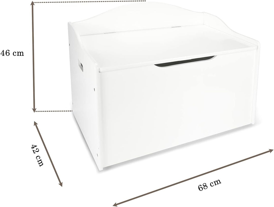 Leomark Kinderbank Hölzerne - Classic White XL - Kindertruhenbank, Behälter für Spielzeug, Truhe für