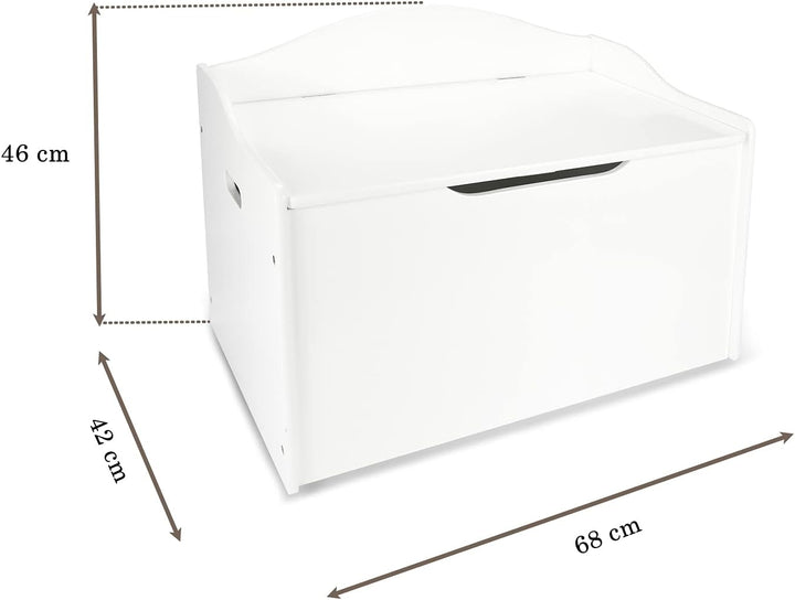 Leomark Kinderbank Hölzerne - Classic White XL - Kindertruhenbank, Behälter für Spielzeug, Truhe für