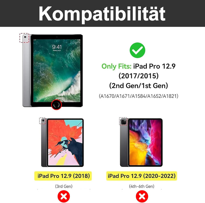 Tastatur Hülle für iPad Pro 12.9 Zoll 1./2. Generation Touchpad/Beleuchtung | Deutsches QWERTZ Layou