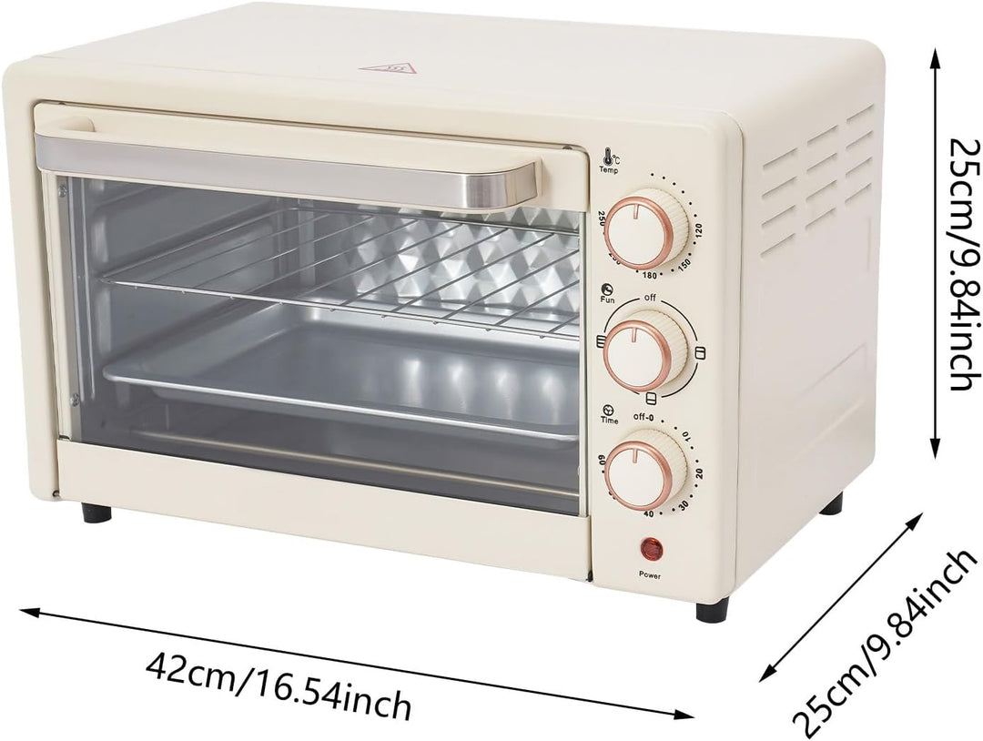 Mini Backofen 22L Minibackofen, 1000W Backofen Klein Pizza Ofen, Miniofen mit 60-Minuten-Timer, Elek