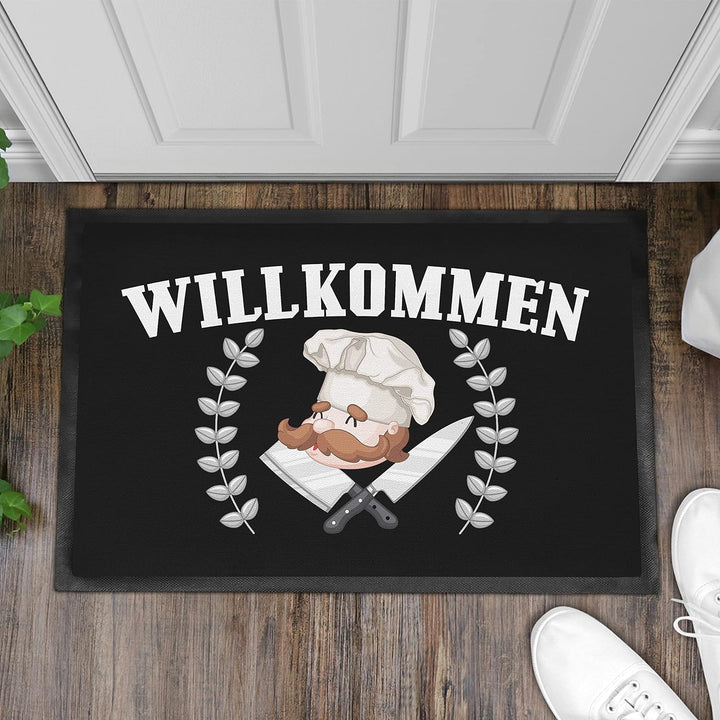 Trendation - Willkommen Fussmatte Grafik Schmutzfangmatte Geschenk Aussen Innenbereich 60x40 cm Wasc