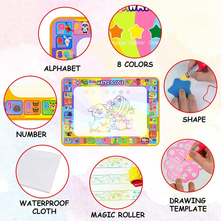 MELAND Wassermalmatte 100×78 cm, Aqua Malmatte mit Wasserstift für Kinder im Alter von 3–6 Jahren, B