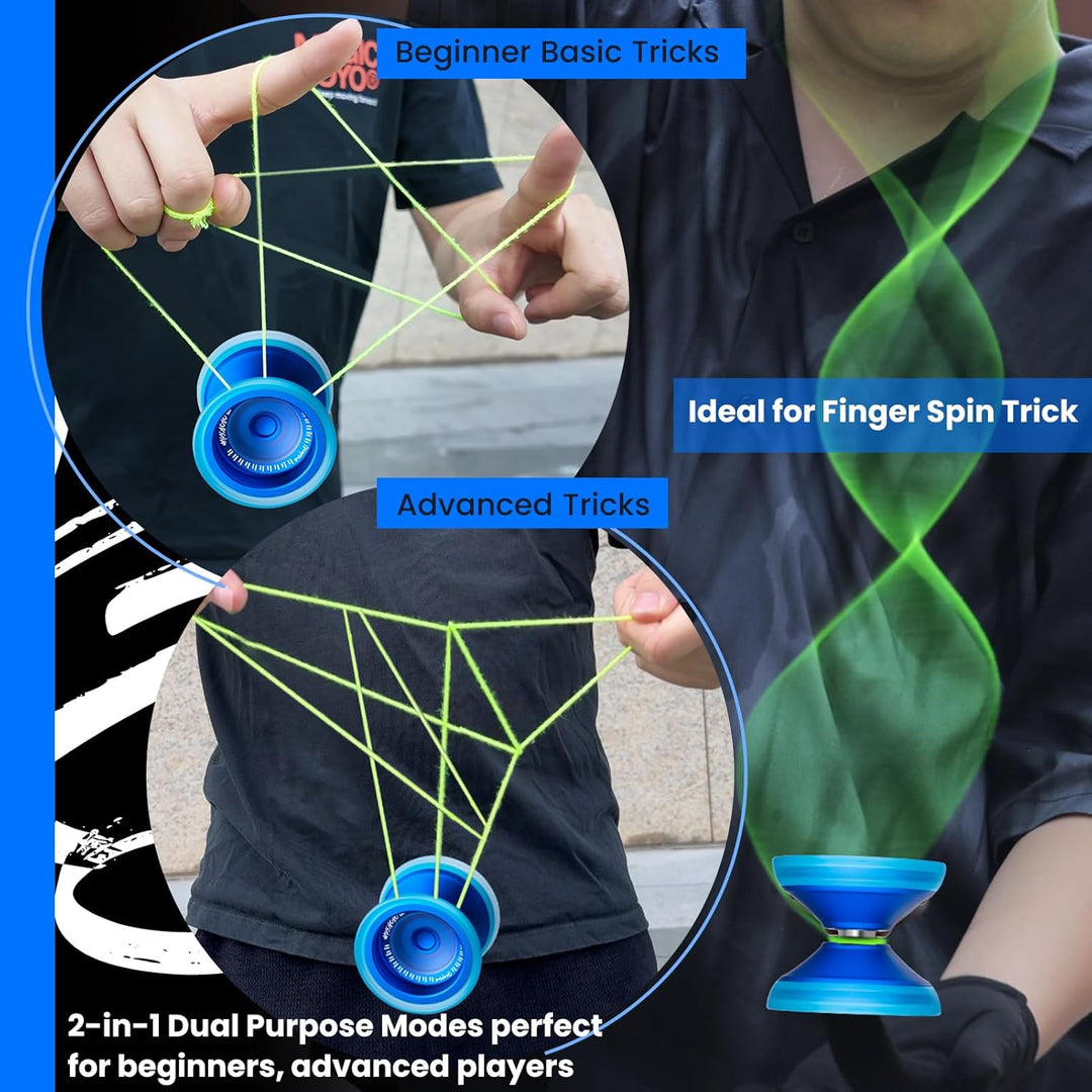 MAGICYOYO JoJo V13 Profi Finger Spin Yoyo für Anfänger & Fortgeschrittene, Dualer Modus für Responsi