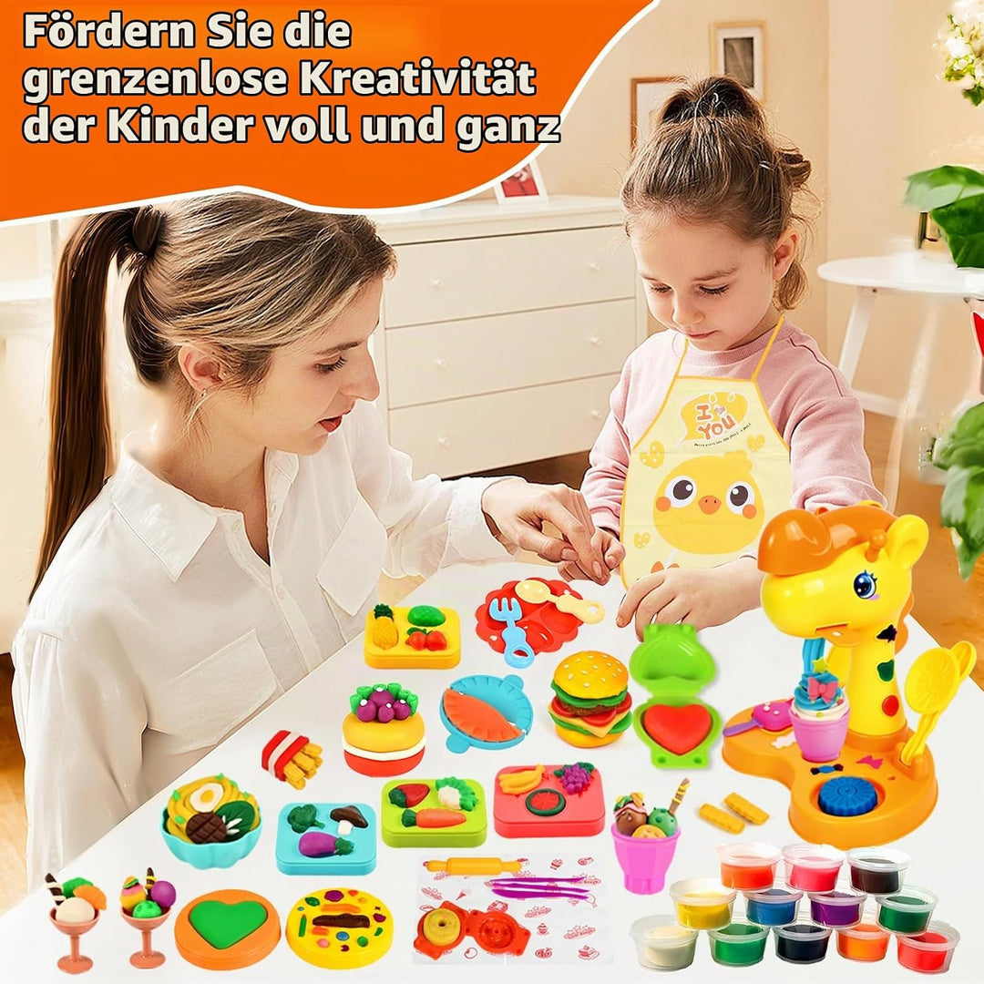 Knete Dough Set für Kinder,Knete Set für Kinder,Kitchen Creations Nudelmaschine Spielset Burger Eisc
