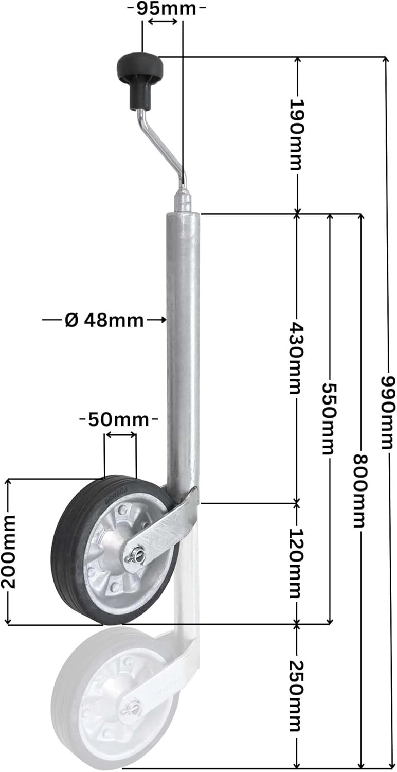 The Drive | Stützrad 300kg | für PKW Anhänger | mit Ø 48mm Rohr | Bugrad | Laufrad | passend für AL-