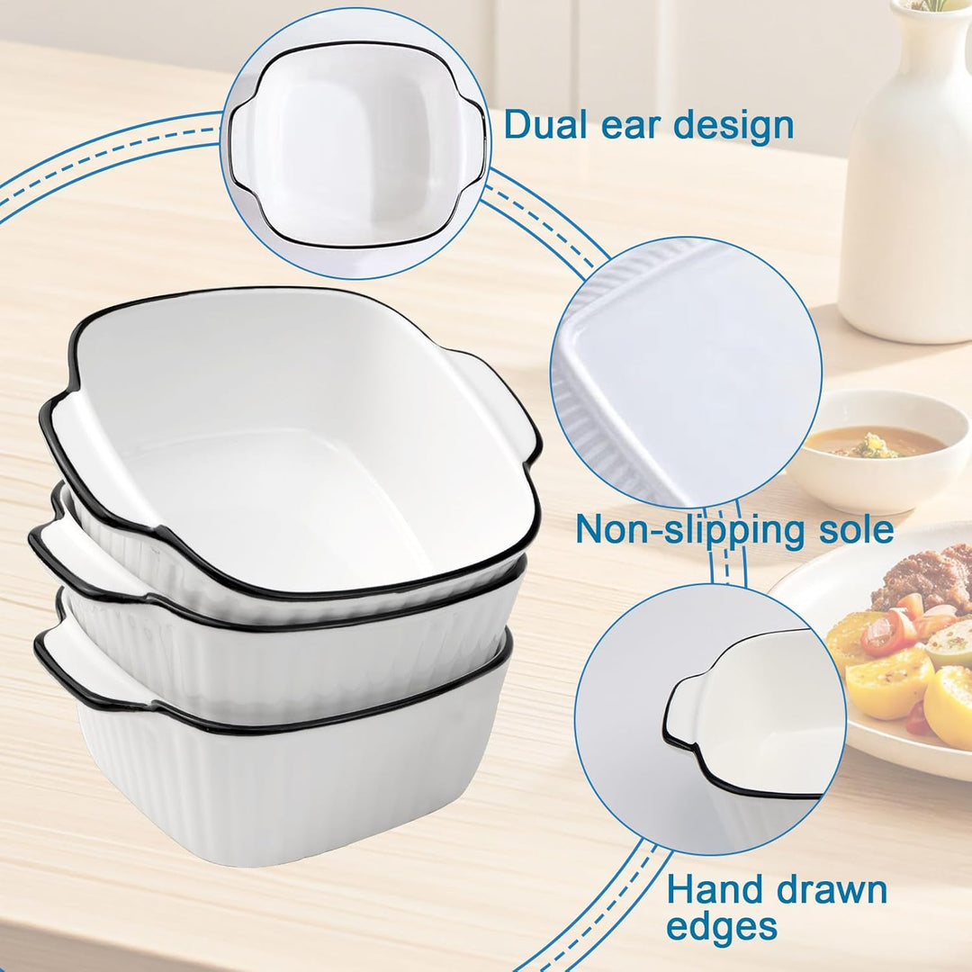 IIRC Kleine Auflaufform Keramikm 4er Set, Mini Auflaufformen Set, Lasagne Auflaufform Klein für Back