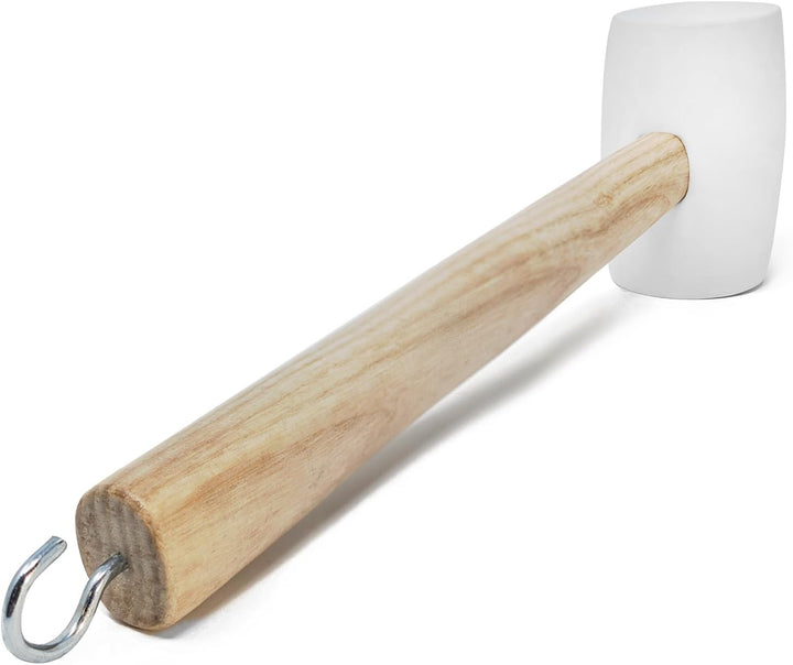 com-four® 2x Gummihammer mit Heringsauszieher - Schonhammer mit Holzgriff - Hering-Hammer für Campin