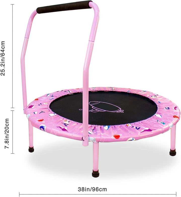 Trampolin Kinder,Ø 96cm Mini Trampolin Indoor mit,Jumping Trampolin Fitness Rebounder mit Verstellba