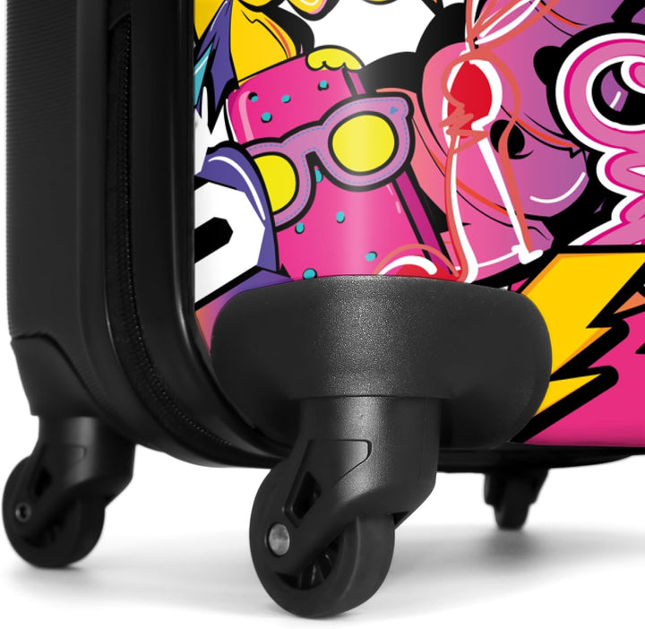 NoBoringSuitcases.com® Koffer Handgepäck Trolley Rollkoffer Kleine Reisekoffer mit 4 Rollen - Design