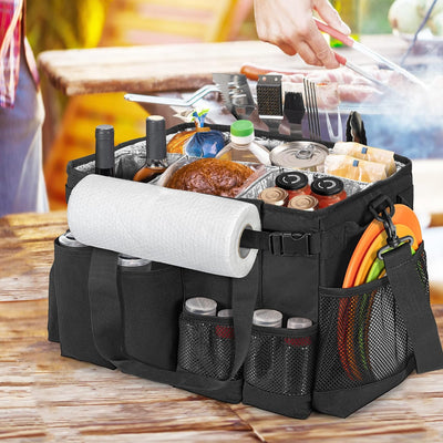 HODRANT Grill Utensilien Caddy mit Papier Handtuchhalter, Grosse Tasche für Grill Werkzeuge für Tail